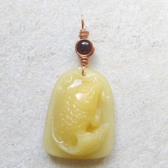 Big & Chunky Yellow Fish Pendant! Bass Fishing Girl! Lake Fishing! Angling! - Picture 1 of 7